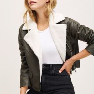 Dynamite Sherpa Moto Faux Leather Jacket